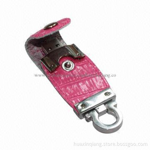 USB Memory Drive, Leather + Metal Materials, 512MB-64GB Capacity, Logo Design, 5-year Warranty